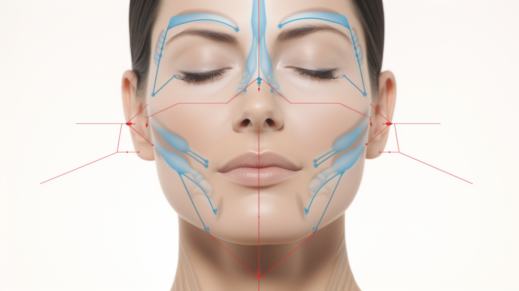a face with arrows indicating muscle movement, emphasizing the relief of tension in the jaw area due to exercises for TMJ symptoms.