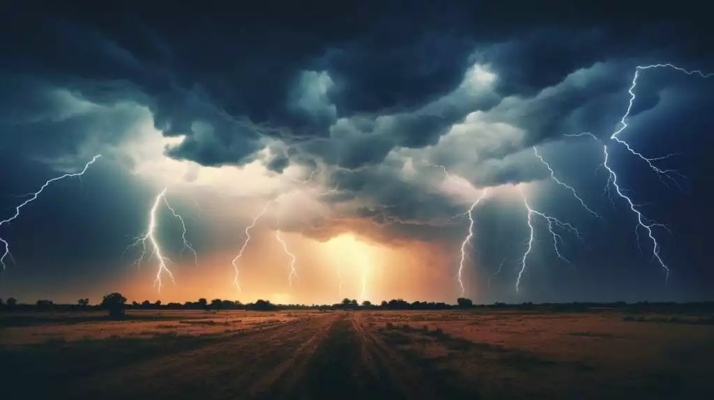 A stormy field.